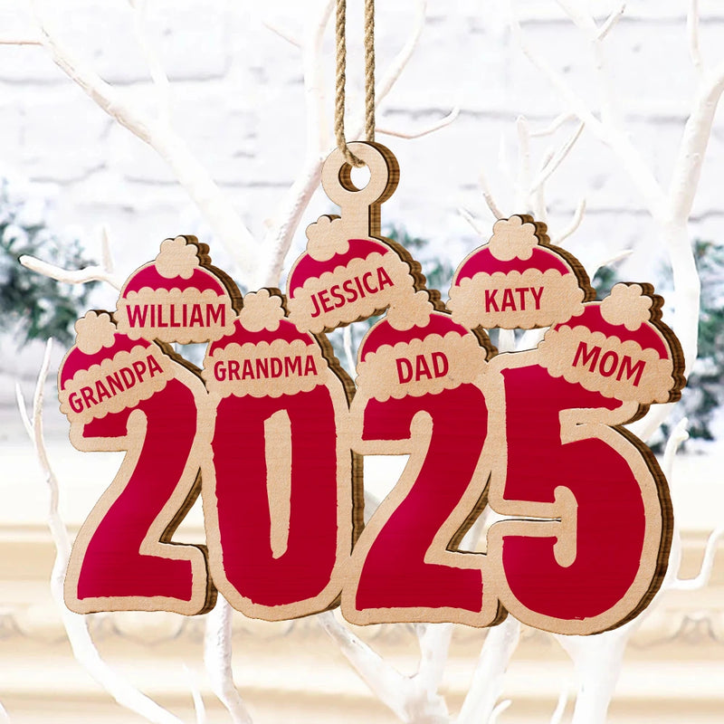 Christmas Santa Hats - Personalized Wooden Cutout Ornament