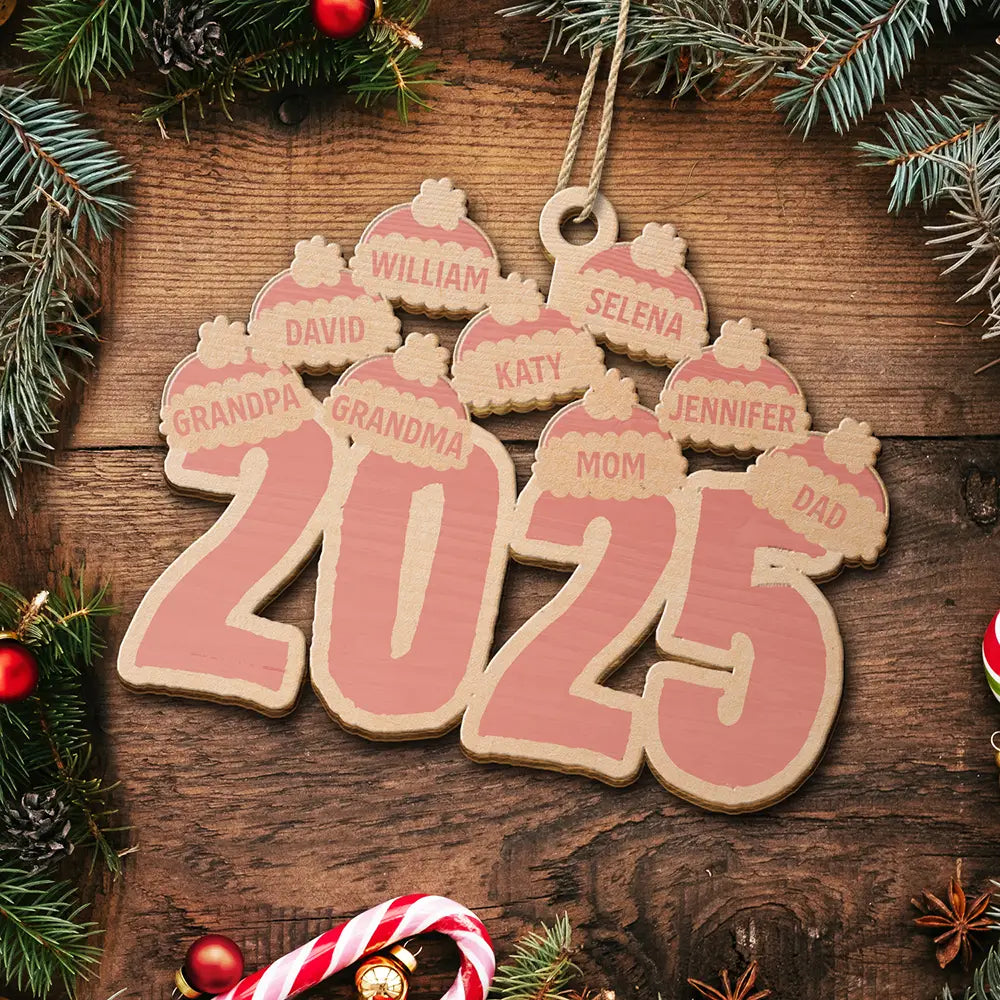 Christmas Santa Hats - Personalized Wooden Cutout Ornament