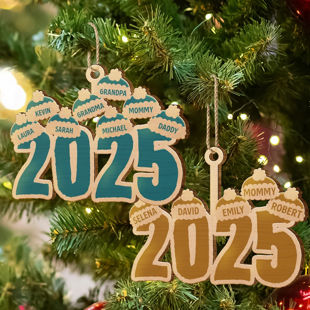 Christmas Santa Hats - Personalized Wooden Cutout Ornament