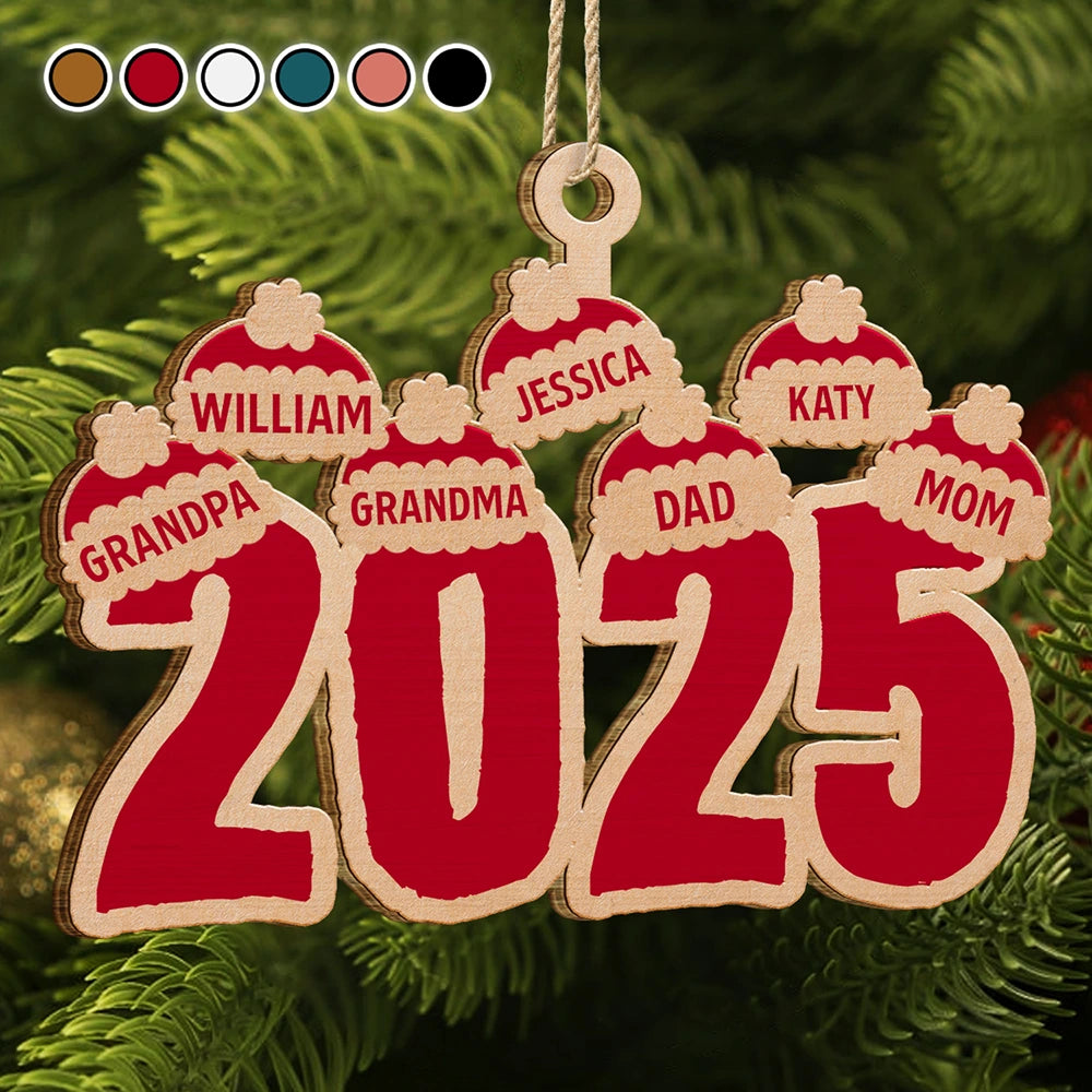 Christmas Santa Hats - Personalized Wooden Cutout Ornament