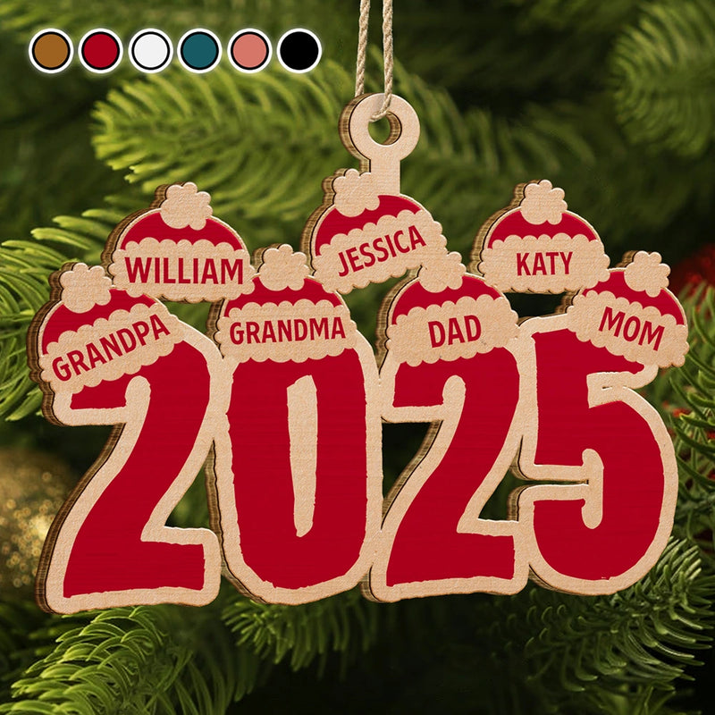 Christmas Santa Hats - Personalized Wooden Cutout Ornament