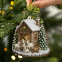 Gift For Yourself,Gift For Women,Gift For Men,Happy,Christmas,Farm - Christmas Sheep Farm - Personalized Custom Shaped Wooden Ornament