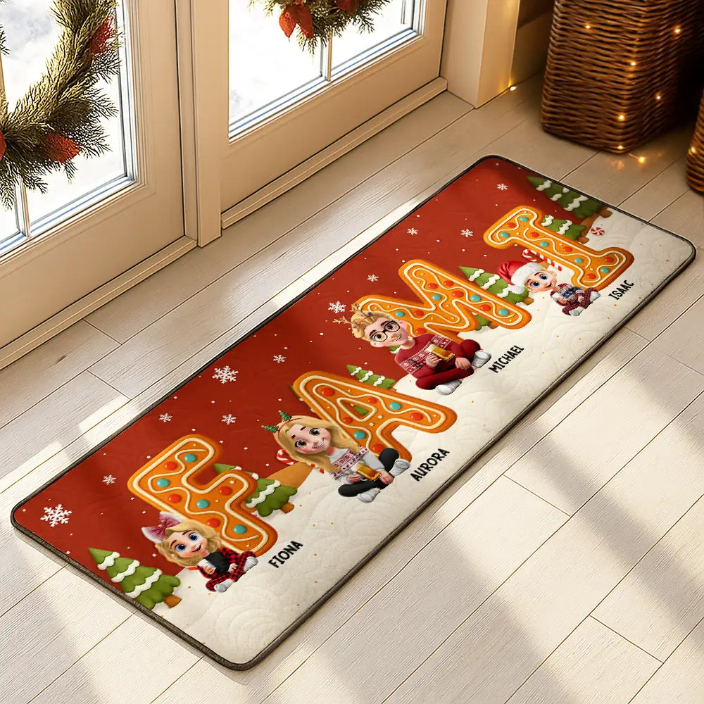 Christmas Sitting Family Gingerbread Letters - Personalized Runner Rug ...