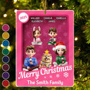 Family,Parents,Gift For Grandparents,Gift For Kids,Happy,Christmas - Christmas Sitting Family Toy Box - Personalized Custom Shaped Acrylic Ornament