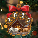 Christmas,Pet Lovers,Pet Mom,Pet Dad,Dog Lovers,Dog Mom,Dog Dad,Happy - Christmas Sleeping Dogs Pawprint - Personalized Custom Shaped Acrylic Ornament