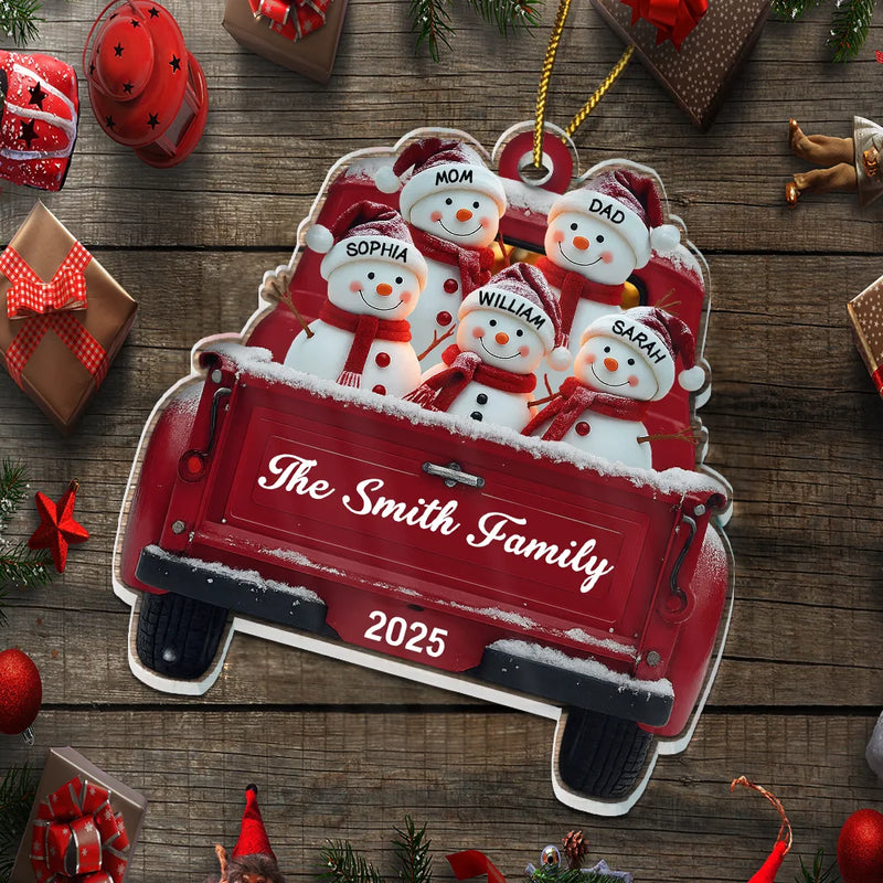 Christmas,Family,Parents,Gift For Kids,Happy - Christmas Snowman Family - Personalized Custom Shaped Acrylic Ornament