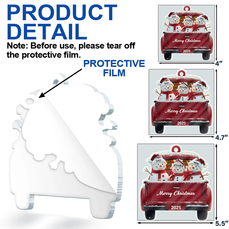 Christmas,Family,Parents,Gift For Kids,Happy - Christmas Snowman Family - Personalized Custom Shaped Acrylic Ornament