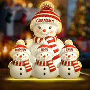 Gift For Grandparents,Gift For Grandma,Gift For Grandpa,Gift For Grandkids,Love,Christmas,Top Market,Non-Eng - Christmas Snowman Grandma Grandpa Kids - Personalized Custom Shaped Light Box