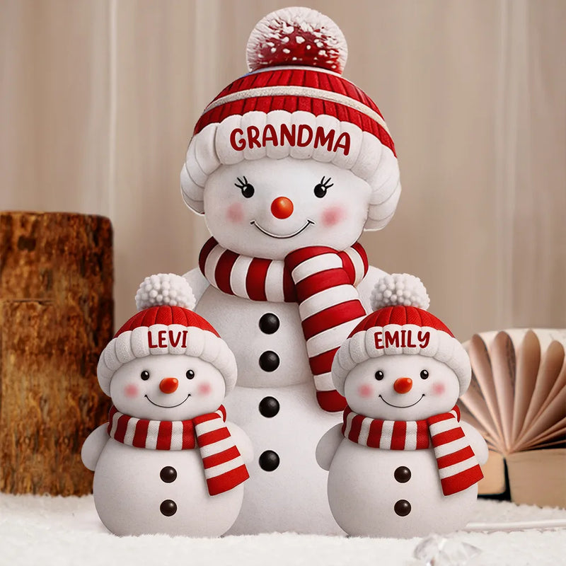 Gift For Grandparents,Gift For Grandma,Gift For Grandpa,Gift For Grandkids,Love,Christmas,Top Market,Non-Eng - Christmas Snowman Grandma Grandpa Kids - Personalized Custom Shaped Light Box