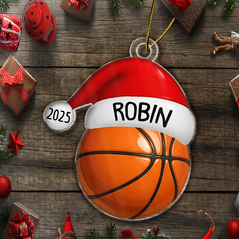 Gift For Kids, Gift For Grandkids, Christmas, Baseball, Softball, Basketball, Football, Happy - Christmas Sports Decorations - Personalized Custom Shaped Acrylic Ornament