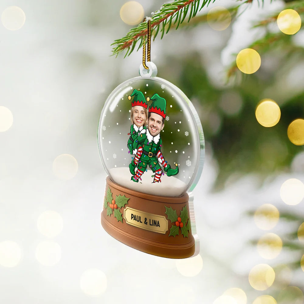 Christmas, Gift For Couples, Funny - Christmas Together In Holiday Costume - Personalized Custom Shaped Acrylic Ornament