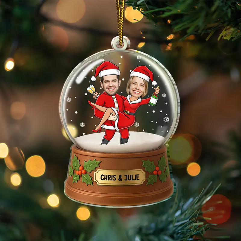 Christmas, Gift For Couples, Funny - Christmas Together In Holiday Costume - Personalized Custom Shaped Acrylic Ornament