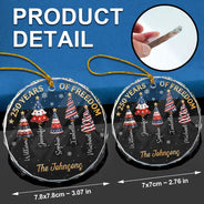 Independence Day, America 250th, Christmas, Proud, Family, Icon - Christmas Tree 250 Years Of Freedom - Personalized Circle Glass Ornament