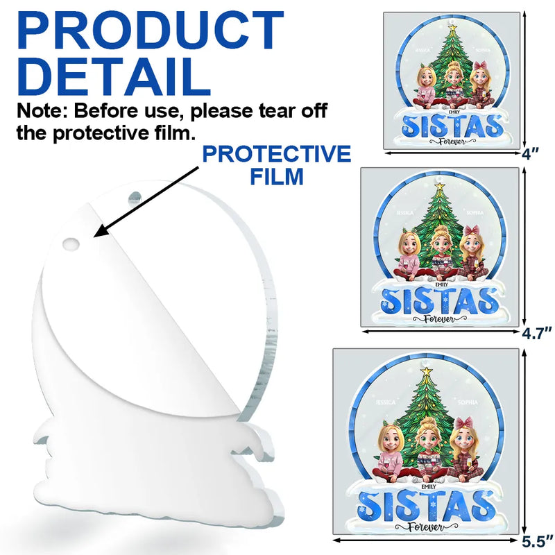 Gift For Bestie,Gift For Sisters,Love,Christmas - Christmas Tree Besties Sisters Forever - Personalized Custom Shaped Acrylic Ornament