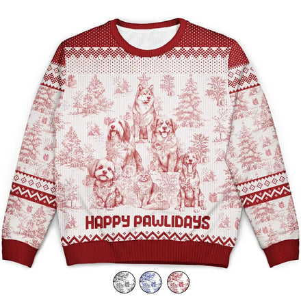 Christmas Tree Dog Cat Toile - Personalized Unisex Ugly Sweater