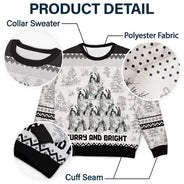 Happy,Dog Lovers,Pet Lovers,Cat Lovers,Christmas - Christmas Tree Dog Cat Toile - Personalized Unisex Ugly Sweater