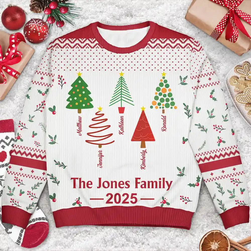 Family,Happy,Christmas - Christmas Tree Family - Personalized Unisex Ugly Sweater