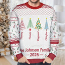 Family,Happy,Christmas - Christmas Tree Family - Personalized Unisex Ugly Sweater