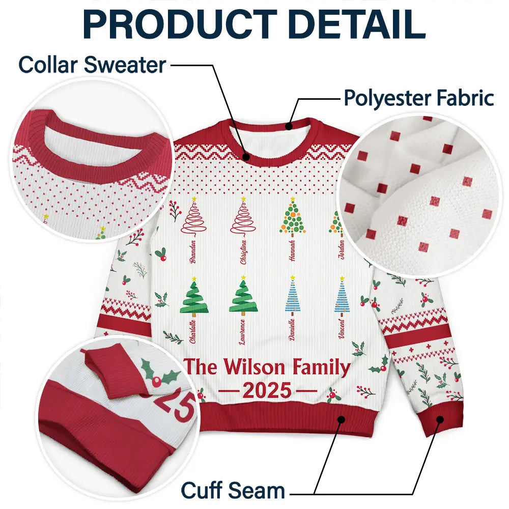 Family,Happy,Christmas - Christmas Tree Family - Personalized Unisex Ugly Sweater