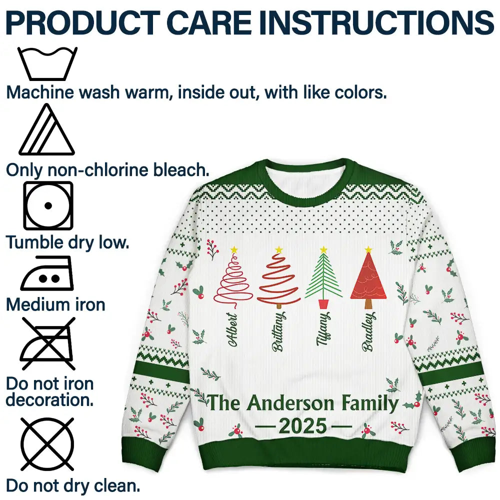 Family,Happy,Christmas - Christmas Tree Family - Personalized Unisex Ugly Sweater