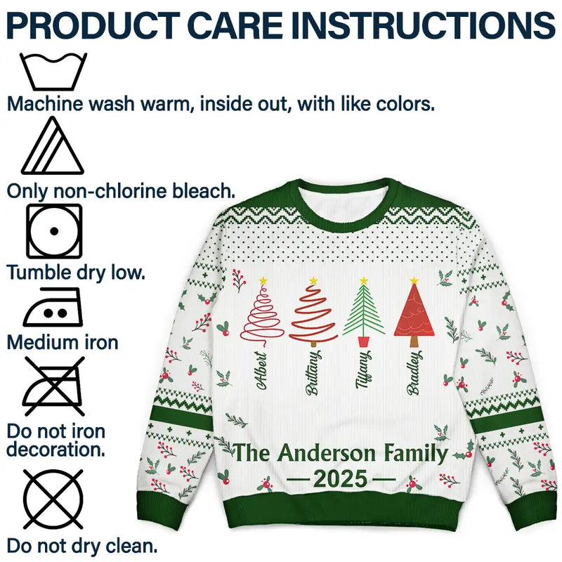 Family,Happy,Christmas - Christmas Tree Family - Personalized Unisex Ugly Sweater