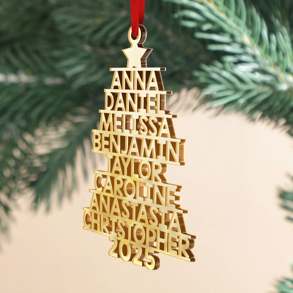 Christmas,Gift For Bestie,Family,Gifts For Colleagues,Happy - Christmas Tree Family Bestie Coworker Custom Name - Personalized DIY Mirror Acrylic Ornament