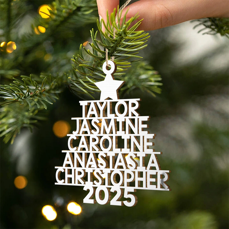 Christmas Tree Family Bestie Coworker Custom Name - Gift For Family, Coworker, Besties - Personalized Wooden Cutout Ornament