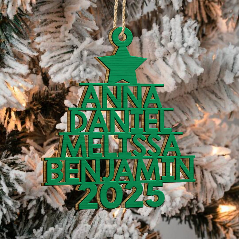 Christmas Tree Family Bestie Coworker Custom Name - Gift For Family, Coworker, Besties - Personalized Wooden Cutout Ornament