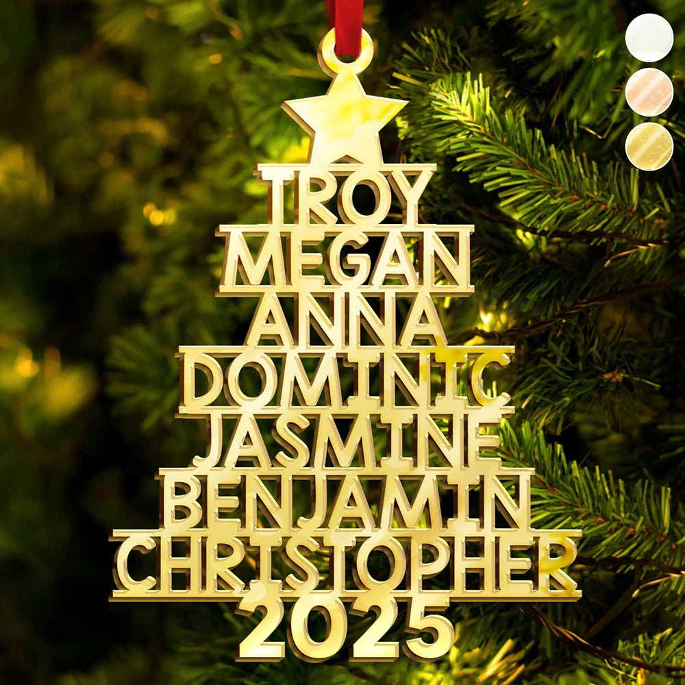 Christmas Tree Family Bestie Coworker Custom Name - Personalized DIY Mirror Acrylic Ornament
