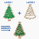 Sapin de Noël personnalisé avec noms de famille (version 3) - Décoration en bois à 2 couches 