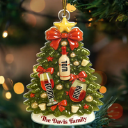 Family,Happy,Christmas,Gift For Bestie - Christmas Tree Hanging Chilling - Personalized Custom Shaped Acrylic Ornament
