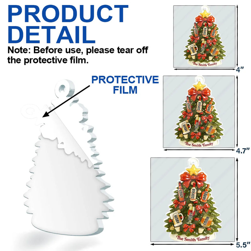 Family,Happy,Christmas,Gift For Bestie - Christmas Tree Hanging Chilling - Personalized Custom Shaped Acrylic Ornament