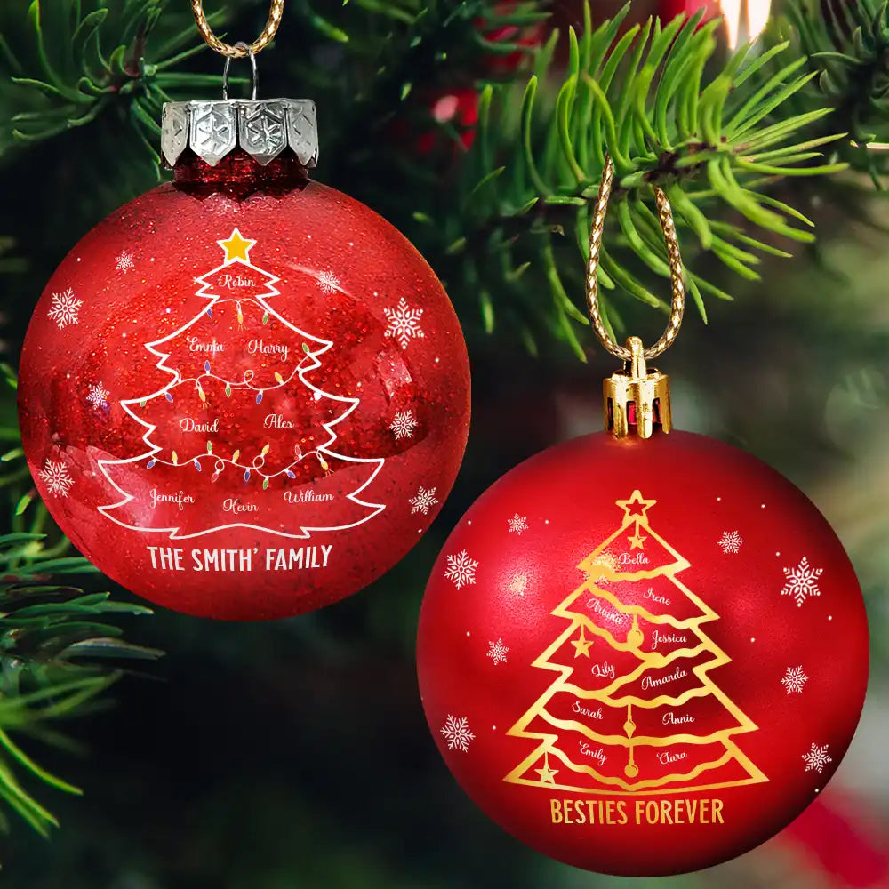 Christmas Tree With Names - Personalized Ball Ornament
