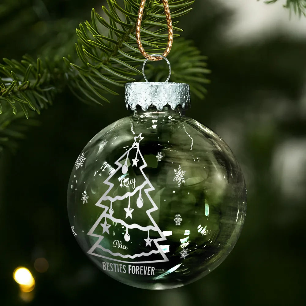 Christmas,Happy,Family - Christmas Tree With Names - Personalized Ball Ornament