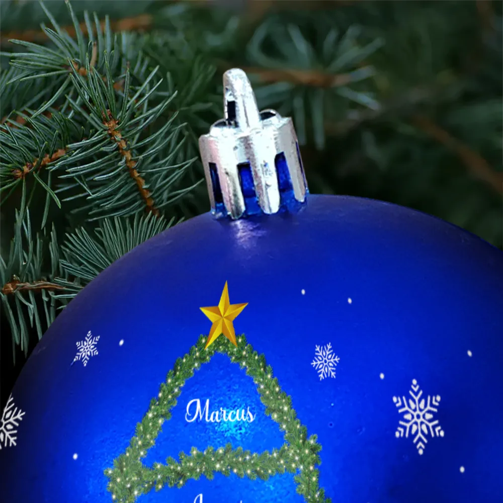 Christmas,Happy,Family - Christmas Tree With Names - Personalized Ball Ornament