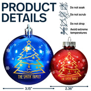 Christmas,Happy,Family - Christmas Tree With Names - Personalized Ball Ornament
