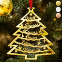 Christmas, Happy, Family - Christmas Tree With Names - Personalized DIY Mirror Acrylic Ornament