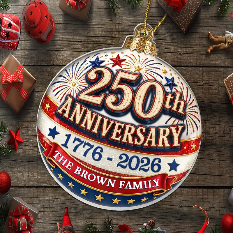 Independence Day,America 250th,Christmas,Proud,Family,Custom Text - Christmas United In Love And Liberty - Personalized Custom Shaped Acrylic Ornament
