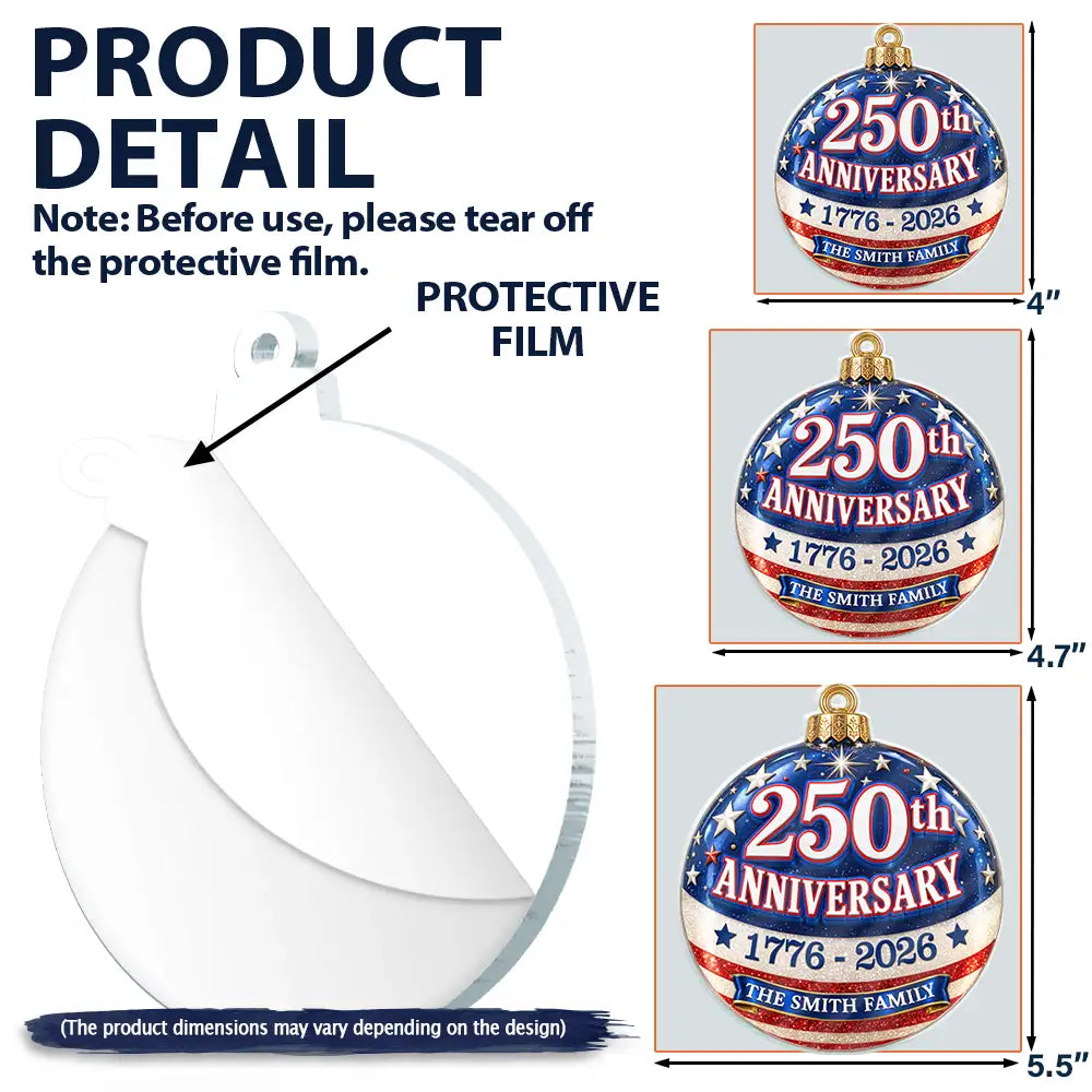 Independence Day,America 250th,Christmas,Proud,Family,Custom Text - Christmas United In Love And Liberty - Personalized Custom Shaped Acrylic Ornament