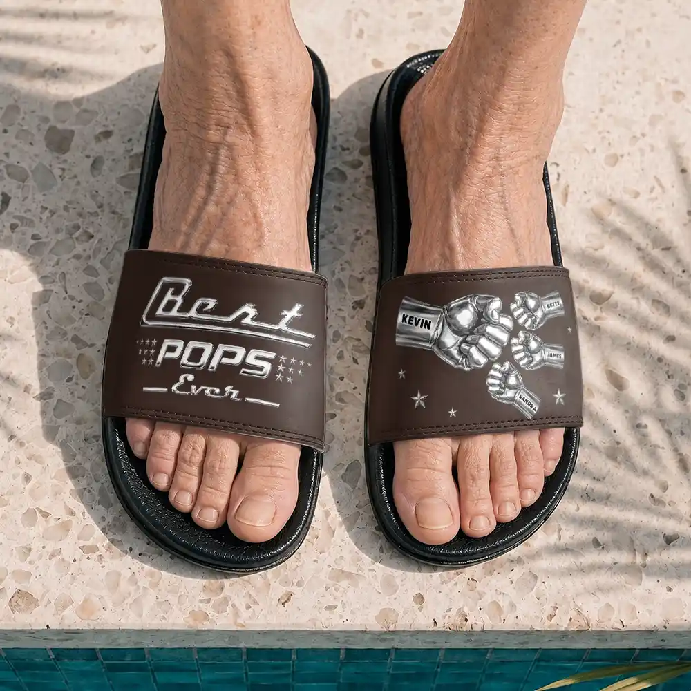 Gift For Father, Beach, Summer, Adorable, Icon - Classic Best Dad Grandpa Ever Limited Edition - Personalized Unisex Slides