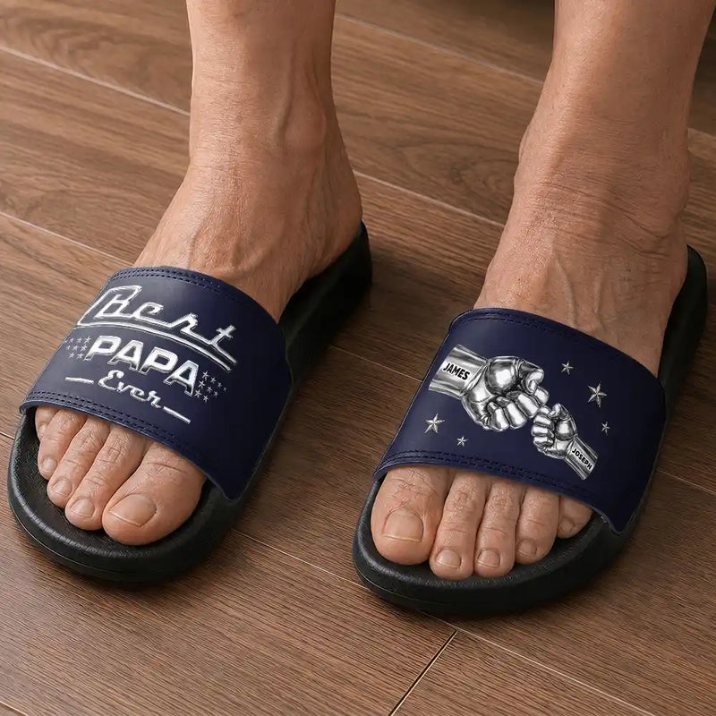 Gift For Father, Beach, Summer, Adorable, Icon - Classic Best Dad Grandpa Ever Limited Edition - Personalized Unisex Slides