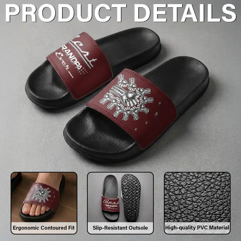 Gift For Father, Beach, Summer, Adorable, Icon - Classic Best Dad Grandpa Ever Limited Edition - Personalized Unisex Slides