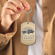 Gift For Father,Proud,Custom Text - Custom Photo Classic Car Limited Edition - Personalized Aluminum Keychain