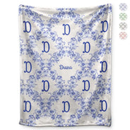 Christmas, Gift For Yourself - Classic Toile Floral Monogram - Personalized Fleece Blanket, Sherpa Blanket