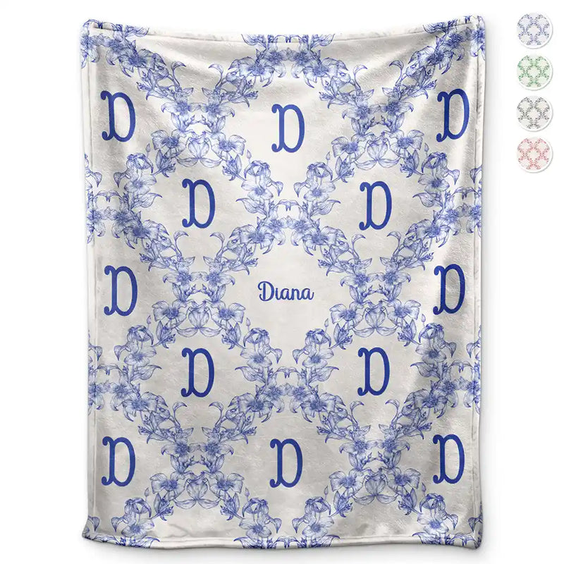 Christmas, Gift For Yourself - Classic Toile Floral Monogram - Personalized Fleece Blanket, Sherpa Blanket
