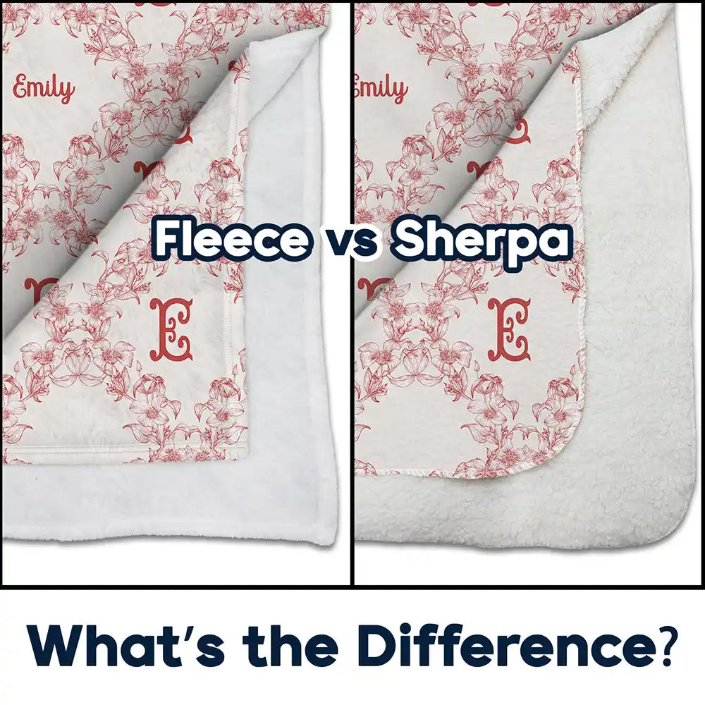 Christmas, Gift For Yourself - Classic Toile Floral Monogram - Personalized Fleece Blanket, Sherpa Blanket