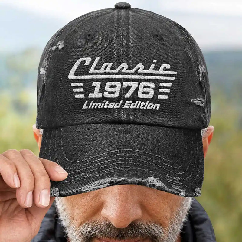 Gift For Father,Gift For Grandpa,Gift For Men,Non-Eng,Proud - Classic Year Limited Edition - Personalized Embroidered Distressed Cap