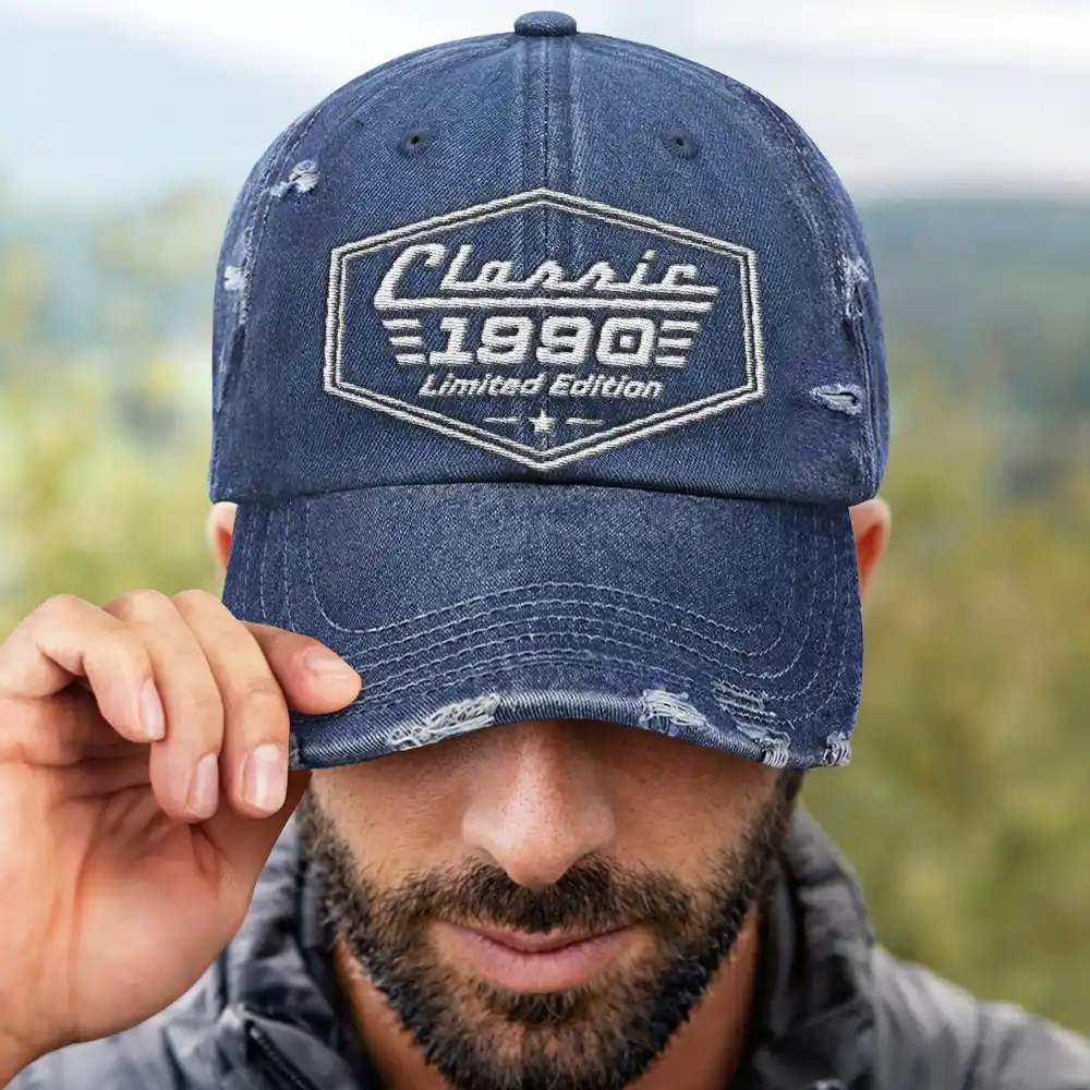 Gift For Father,Gift For Grandpa,Gift For Men,Non-Eng,Proud - Classic Year Limited Edition - Personalized Embroidered Distressed Cap