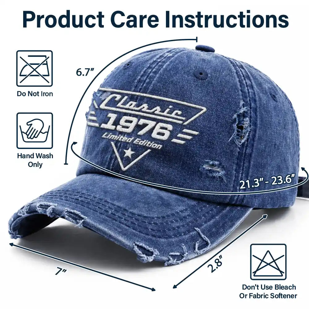 Gift For Father,Gift For Grandpa,Gift For Men,Non-Eng,Proud - Classic Year Limited Edition - Personalized Embroidered Distressed Cap