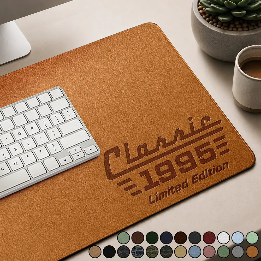 Gift For Father,Gift For Grandpa,Gift For Men,Non-Eng,Proud - Classic Year Limited Edition - Personalized Leather Desk Mat